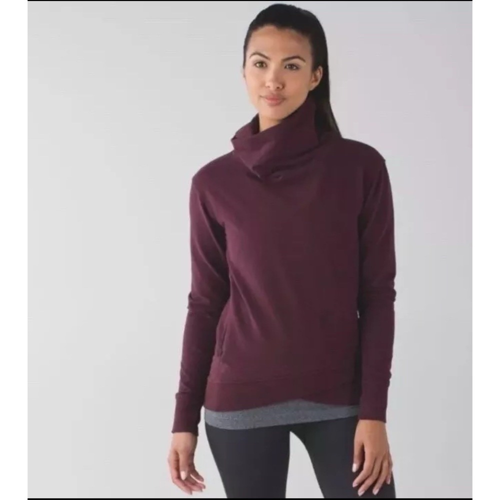 Lululemon On The Double Pullover Cowl Neck Long Sleeve  Sweatshirt Top Size 8